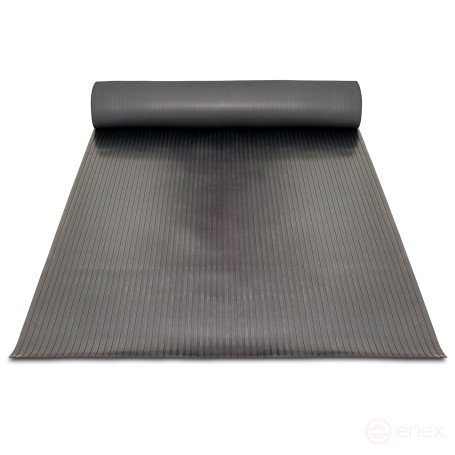 Anti-slip rubber grooved floor covering "wide rib" width 150 cm, length 10 m, black