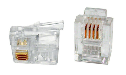 PLUG-6P4C-P-C2-100 Telephone Connector RJ-12(6P4C) (3 µ"/ 3 micro-inches) (100 pcs)