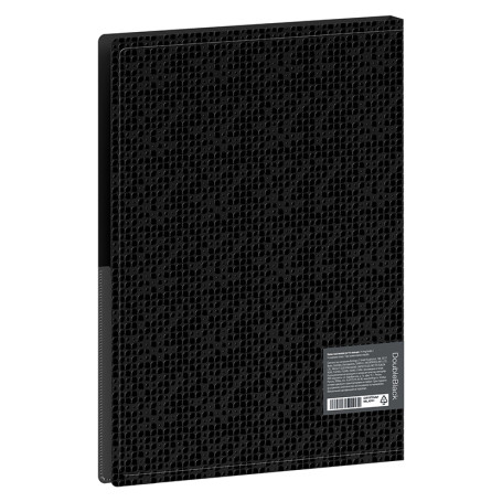 Folder on 4 Berlingo "DoubleBlack" rings, 24 mm, 600 microns, black, D-rings, with inner pocket, with a pattern