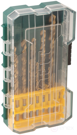 Набор сверл HSS по металлу, титановое покрытие, 13 шт. (1,5-2-2,5-3-3,2-3,5-4-4,5-5-5,5-6-6,5-8 мм)