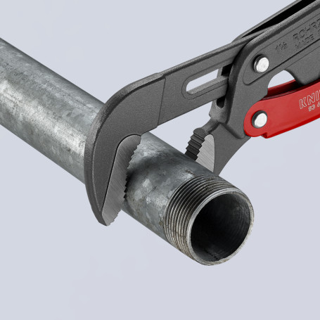 Pipe wrench 1 1/2", S-shaped thin sponges, with quick adjustment, Ø60 mm (2 3/8"), L-420 mm, gray, Cr-V