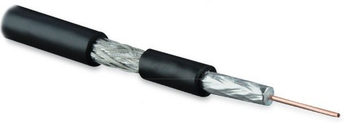 COAX-SAT703N-BK-100 SAT703N coaxial cable, 75 ohm, core - 17 AWG (1.13 mm, copper,solid), foil+braid screen (tinned copper, 45%), outer diameter 6.6mm, PVC insulation, black (100 m bay)