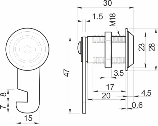 Swing door lock, mechanical 103-20 AKS