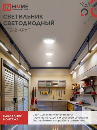 Светильник светодиодный СПБ-2-КРУГ 24Вт 230В 4000К 1700Лм 310мм белый IN HOME