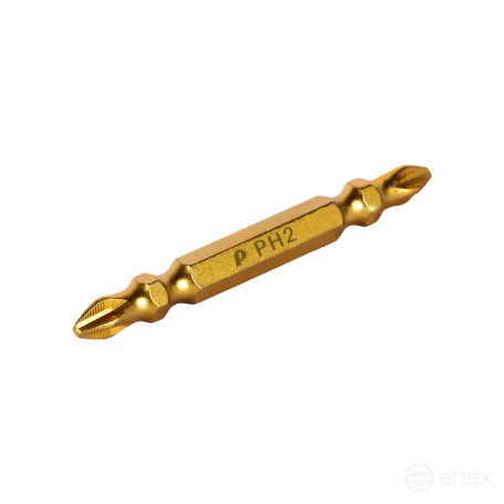 Бита отверточная ПРАКТИКА "Эксперт" двусторонняя PH-2 / PH-2 х 65мм Tin (1шт), блистер (037-121)