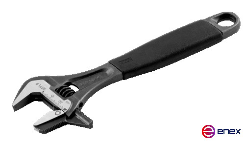 Adjustable reversible wrench with a grip for ERGO pipes, length 158/grip 21 mm, rubber handle