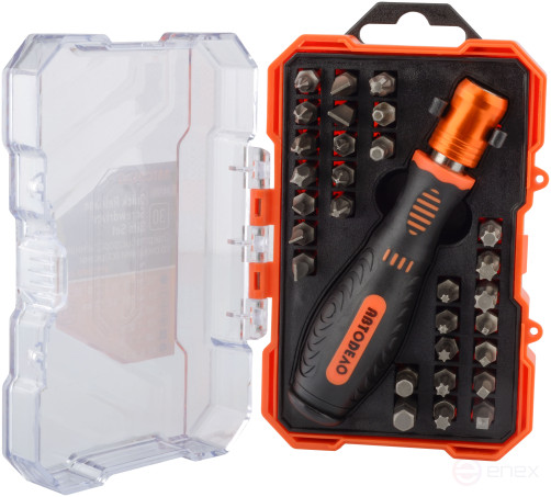 Set of quick-release screwdriver with replaceable inserts 30pr.(plast/f) AvtoDelo (30729)