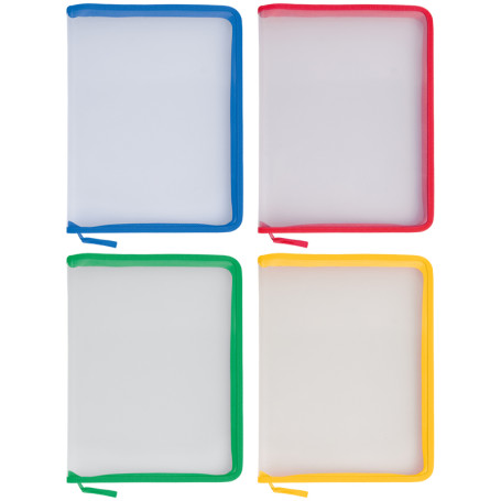 Berlingo zip folder, A4, 500 microns, transparent, assorted