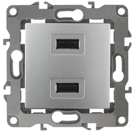 12-4110-03 ЭРА Устройство зарядное USB, 230В/5В-2100мА, IP20, Эра12, алюминий