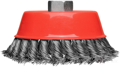 Корщетка-чашка, гайка М14, стальная витая проволока 125 мм, блистер