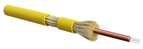 FO-DT-IN-9S-2-LSZH-YL Single-mode fiber optic cable 9/125 (SMF-28 Ultra), 2 fibers, dense buffer coating (tight buffer) for internal laying, LSZH, ng(A)-HF, -40°C – +70°C, yellow