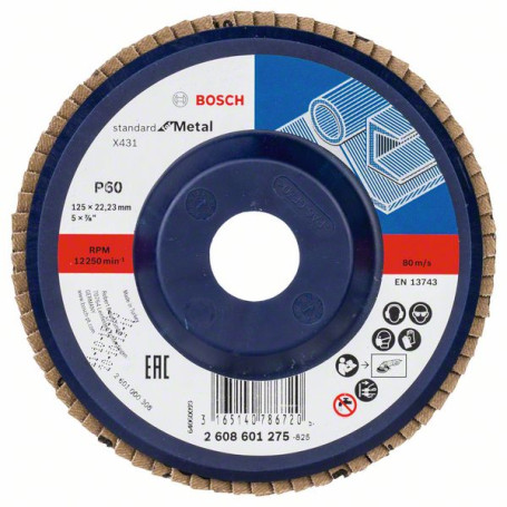 Petal grinding circle X431, Standard for Metal 125 mm, 22.23 mm, 60, 2608601275