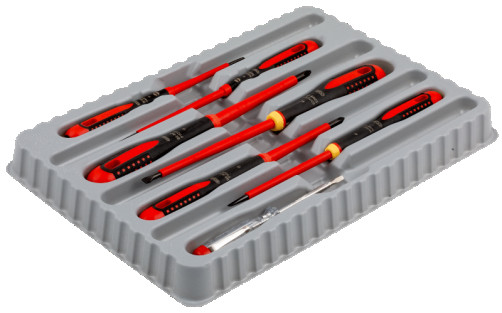 Набор изолированных отверток шлицевые и Phillips с рукояткой ERGO и тестер напряжения, 7 шт