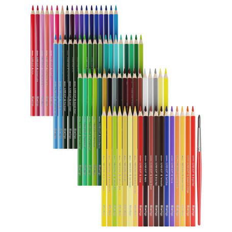 Watercolor pencils Berlingo "SuperSoft. Fish", 72 colors+brush, triangular, sharpened, cardboard, European suspension
