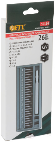Screwdriver with bits for precision work, 24 CrV bits, plastic box