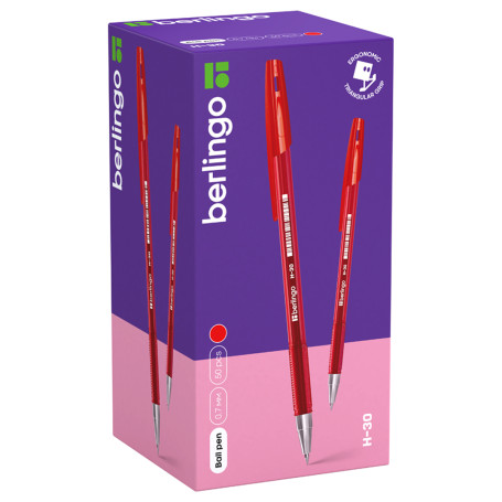 Ручка шариковая Berlingo "H-30" красная, 0,7 мм