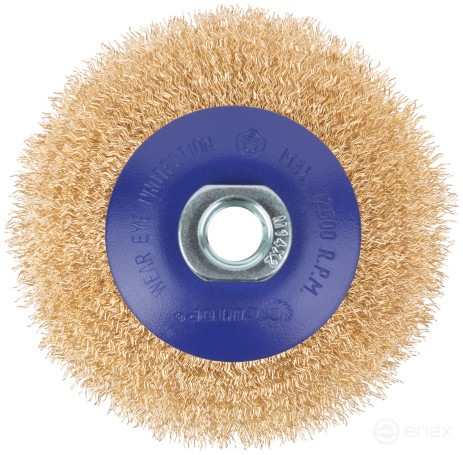 Щетка для УШМ, М14, тип "Тарелка", латун. витая проволока 0,3 мм, 100 мм, блистер, CUTOP Profi