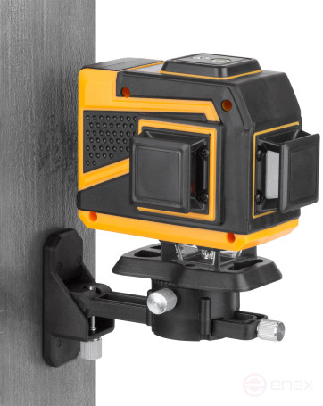 Уровень лазерный самоуспокаивающийся, зеленые лучи, 3 плоскости 360 гр., диапазон 20 м, Li-Ion аккум., 2 уровня яркости, без треноги, платформа для по