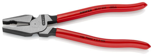 Comb pliers. special. powerful, res: failure. solid. Ø 3 mm, royal. string Ø 2.5 mm, cable Ø 14 mm, L-225 mm, black, 1-K handles
