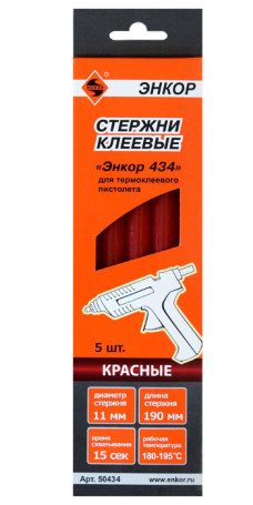 Glue rod 11x190mm, "ANCHOR 434" 5pcs red