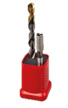 Set of taps and drills M3x0.5/M4x0.7/M5x0.8/M6x1/M8x1.25/M10x1.5/M12x1.75 Ø2,5/3,3/4,2/5/6,8/8,5/10,2 mm tap holder No. 41 DIN 338/ISO529 HSS (P6M5) TIN universal