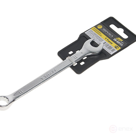 Ключ комбинированный 11мм ER-53111 (Chrome vanadium) на держателе PRO ЭВРИКА 1/20/400