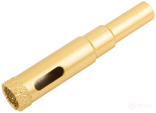 Коронка кольцевая по керамограниту, камню, кафелю и стеклу алмазная, вакуумное спекание 12х65 мм