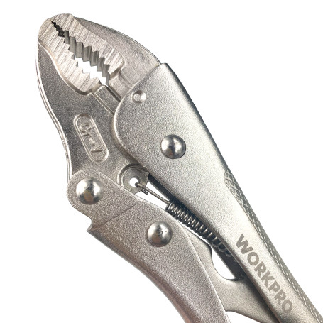 Locking pliers with curved clips 180mm CR-V prof WP231058 WORKPRO