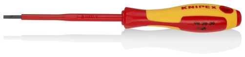 Отвертка SL3.0x0.5 шлицевая VDE, длина лезвия 100 мм, L-202 мм, диэлектрическая, 2-компонентная рукоятка