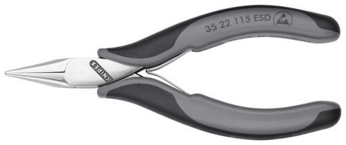 Плоскогубцы ЕSD захватные антистатические для электроники, плоскокруглые губки, L-115 мм, 2-к ручки