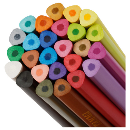 Colored plastic pencils Gamma "Cartoons", 24 colors +1 gold +1 silver, triangular, sharpened, European weight