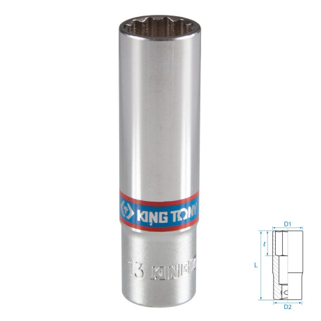 Головка торцевая глубокая двенадцатигранная 3/8", 13 мм KING TONY 323013M