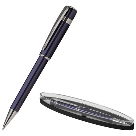 Berlingo "Velvet Classic" ballpoint pen blue, 0.7 mm, case blue/chrome, rotatable, ind. pack.