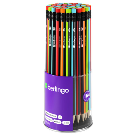 Pencil b/g Berlingo "Triangle" HB, triangular, with eraser, sharpened