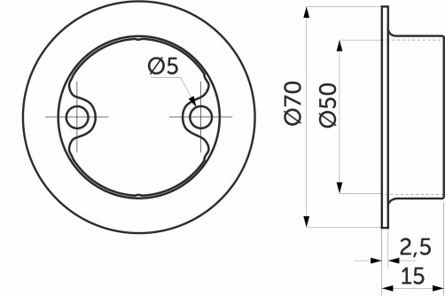 Крепление трубы d50 (Z-184/C) к столешнику, хром AKS