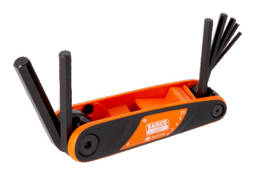 Набор шестигранных складных Г-образных ключей 2,5 - 10 мм, 7 шт, оксидированные, с двухкомпонентной рукояткой