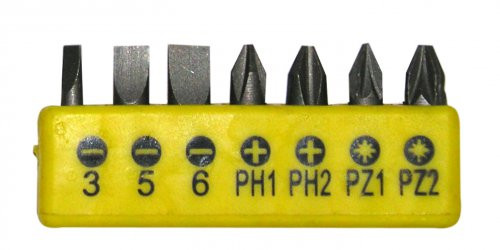 Short reversible screwdriver with 1/4" inserts, 8 presets