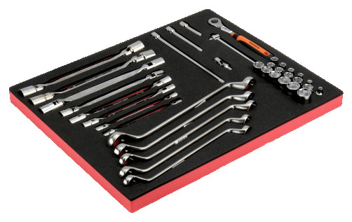 Fit&Go Набор торцевых и накидных ключей + торцевые головки 3/8 в ложементе, 36 предметов