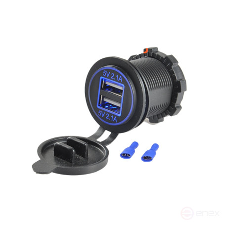 Розетка USB электрическая, двойная, встроенная, с заземлением Mosvolt