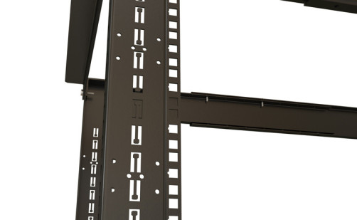 ORK2A-2768-RAL9005 Open rack 19-inch (19"), 27U, height 1401 mm, two-frame, width 550 mm, depth adjustable 600-850 mm, color black (RAL 9005)