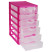 Universal STAMM box, 6 compartments, transparent trays, pink