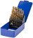 Set of HSS metal drills, ground, titanium coating, sharpening angle 135°, met.box, 25 pcs. (1-13 mm, through 0.5 mm)