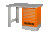 Heavy-duty workbench, metal countertop with 2 legs and 7 orange drawers 1500 mm x 750 mm x 1030 mm