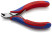 Wire cutters for electronics, small chamfer at 27°, spring, cut: provol. soft. Ø 1.5 mm, cf. Ø 1 mm, hard. Ø 0.5 mm, L-115 mm, 2-K handles