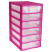 Universal STAMM box, 6 compartments, transparent trays, pink