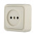 Socket of an open installation without grounding contacts with protective shutters (beige), Standard