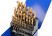 Set of HSS metal drills, ground, titanium coating, sharpening angle 135°, met.box, 25 pcs. (1-13 mm, through 0.5 mm)