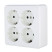 Four-place socket for an open installation with grounding contacts and protective shutters, (white), Standard