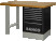 Heavy-duty workbench, MDF table top with 2 legs and 8 drawers in red 1800 mm x 750 mm x 1030 mm