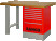 Heavy-duty workbench, MDF table top with 2 legs and 7 drawers in red 1800 mm x 750 mm x 1030 mm